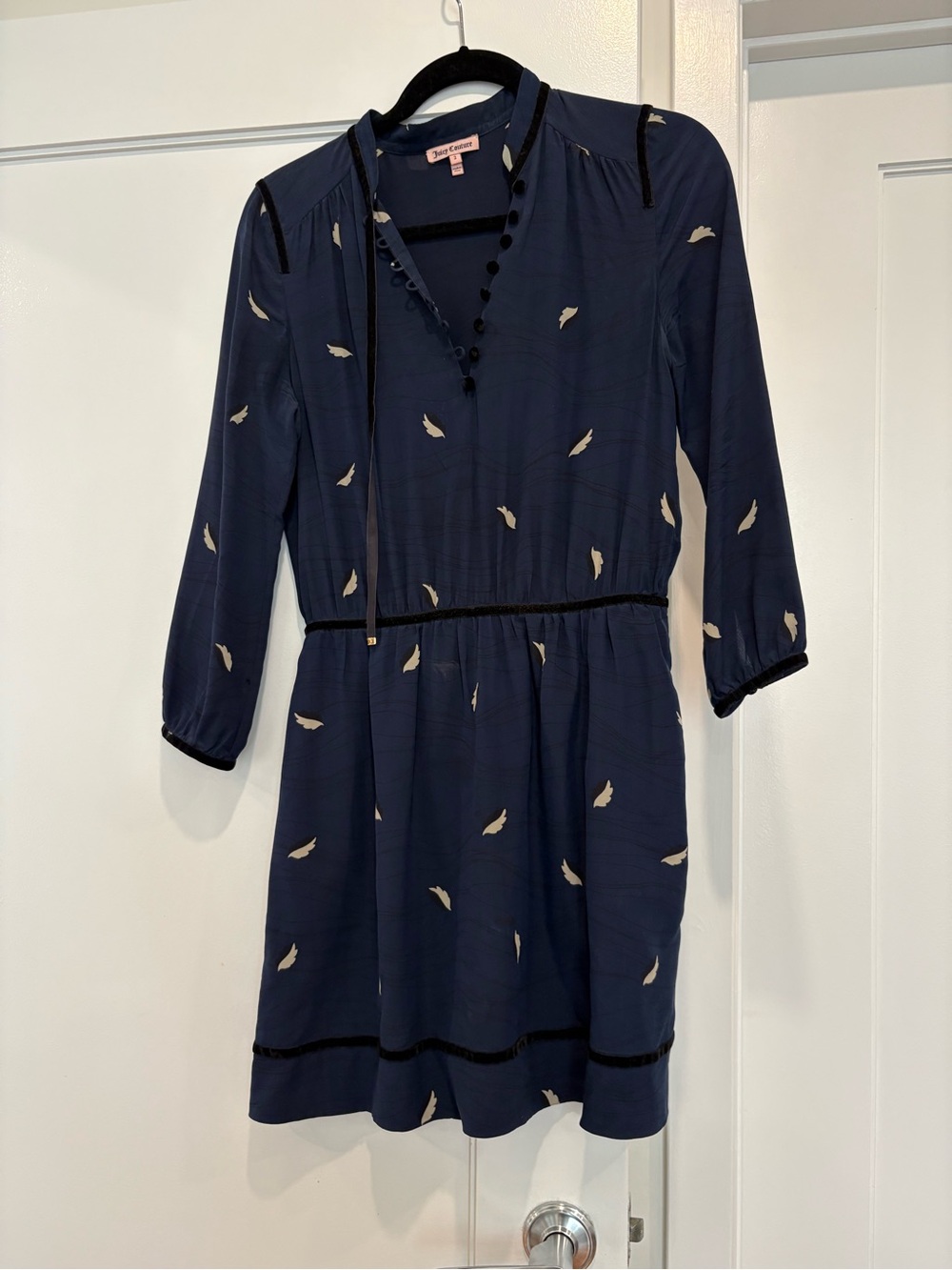 Juicy Couture Navy Dress with Ivory Shell Print